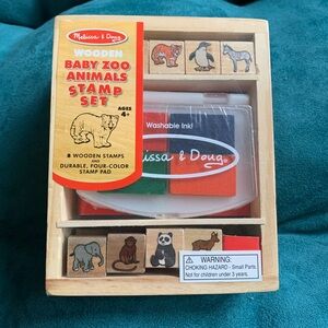 Melissa & Doug wooden baby zoo animals stamp set